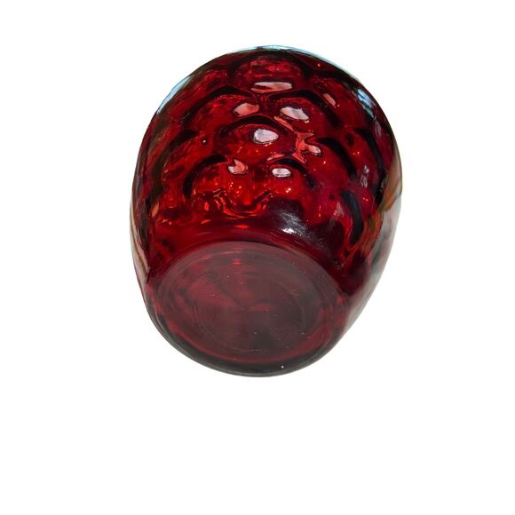 Vintage Wheaton Depression HoneyComb Red Glass Decanter Bottle 10" - Picture 6 of 7